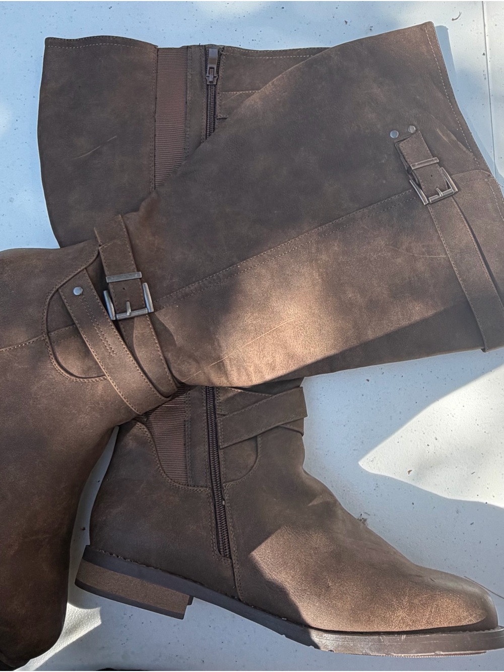 torrid Brown Knee-High Suede Buckle Boots NWT Size 12W